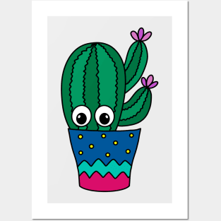 Cute Cactus Design #326: Cactus With Pretty Flowers In Cute Pot Posters and Art